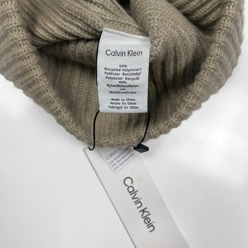 NWT Calvin Klein Cuff Knit Beanie Tan Winter Cuffed Hat OS CKO200196